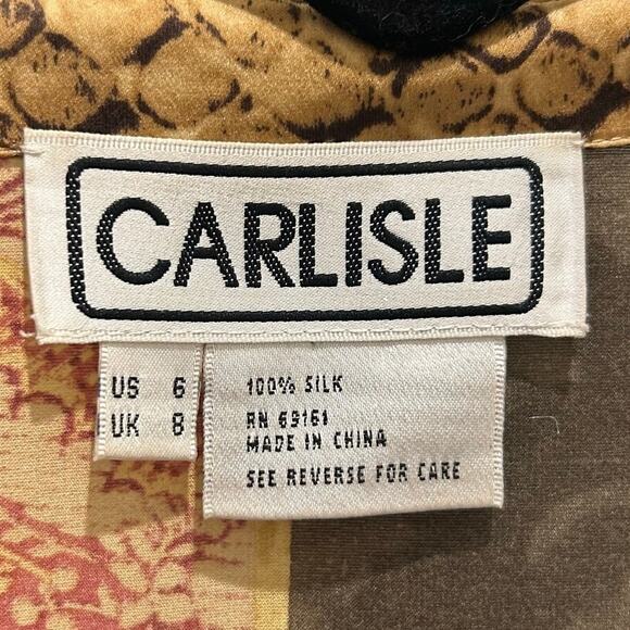 Vintage Carlisle Multi Mixed Animal Print Tie Front 100% Silk Top Womens US 6 - Picture 2 of 5